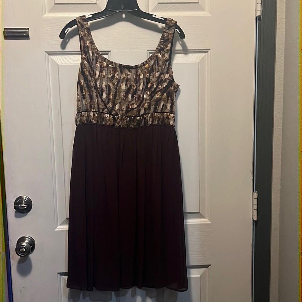 Mixed media empire waist sleeveless dress